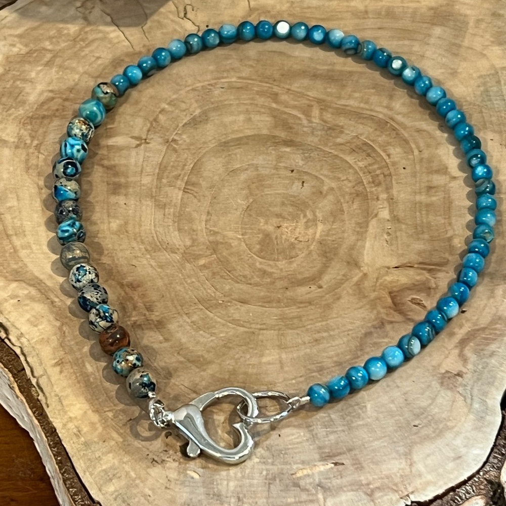 Blue Beaded Agate Necklace